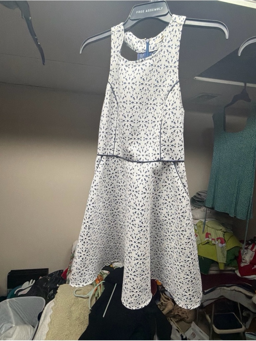 Under Skies White Eyelet Sleeveless Fit-and-Flare Dress